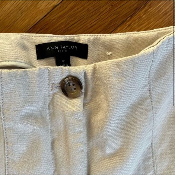 Ann Taylor Wide Leg Linen Pant Natural Beige Size 0P - Picture 2 of 4
